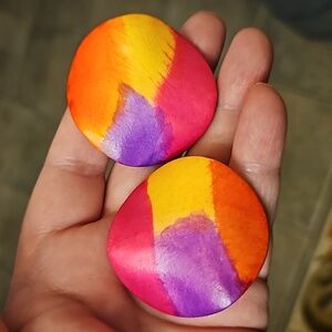 Big Bold Multi Color Retro Earrings